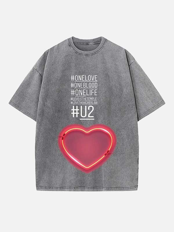 U2 Print Round Neck T-shirt