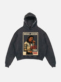 Michael Jackson Print Slant Pockets Hoodie