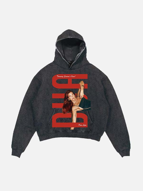 Dua Lipa Print Slant Pockets Hoodie