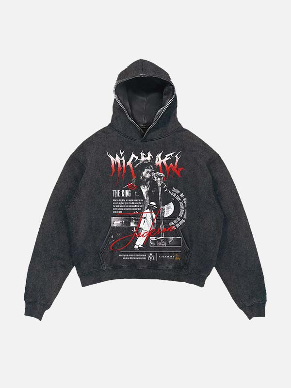 Michael Jackson Print Slant Pockets Hoodie