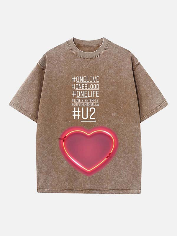 U2 Print Round Neck T-shirt
