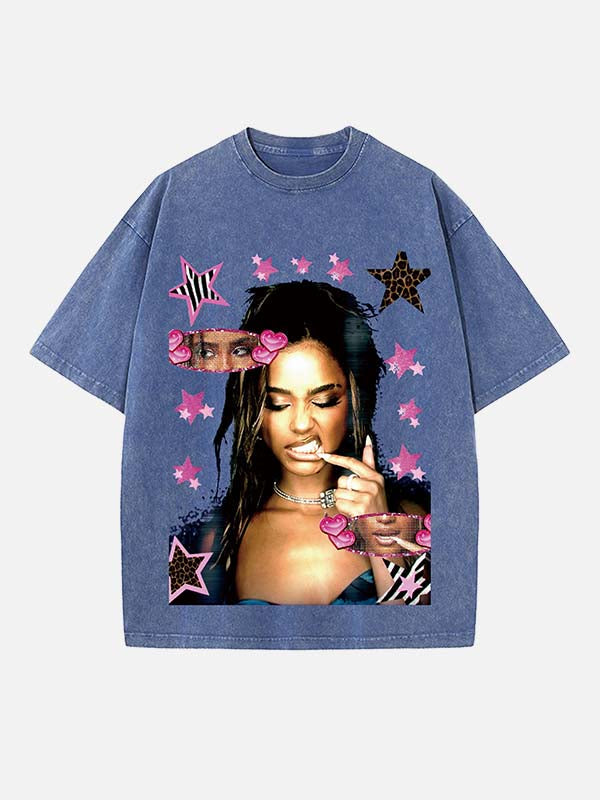 Tyla Print Round Neck T-shirt
