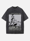 Joan Jett Print Round Neck T-shirt