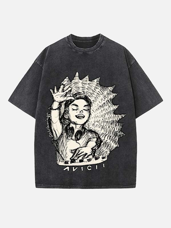 Avicii Print Round Neck T-shirt
