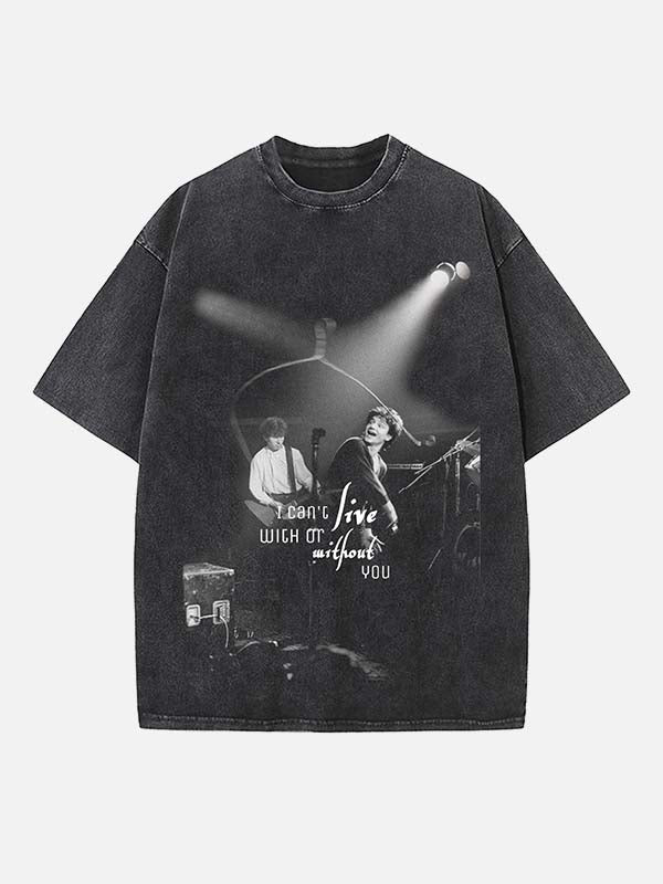 U2 Print Round Neck T-shirt