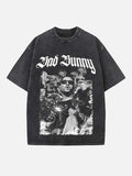 Bad Bunny Print Round Neck T-shirt