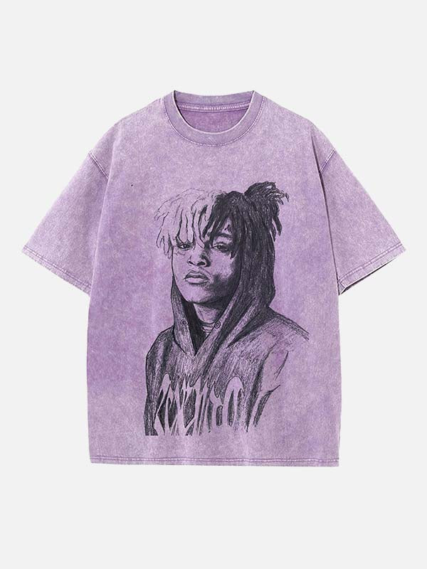 XXXTENTACION Print Round Neck T-shirt