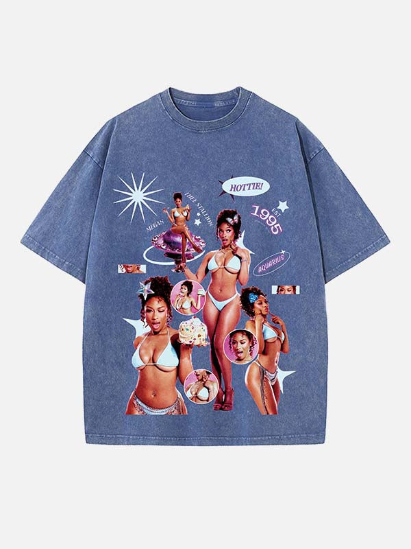 Megan Thee Stallion Print Round Neck T-shirt