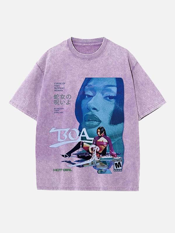 Megan Thee Stallion Print Round Neck T-shirt