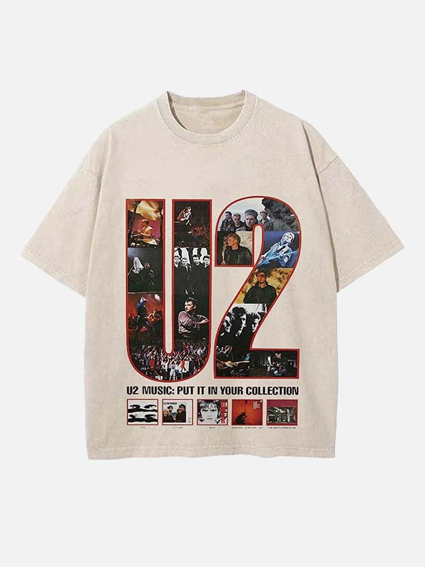 U2 Print Round Neck T-shirt