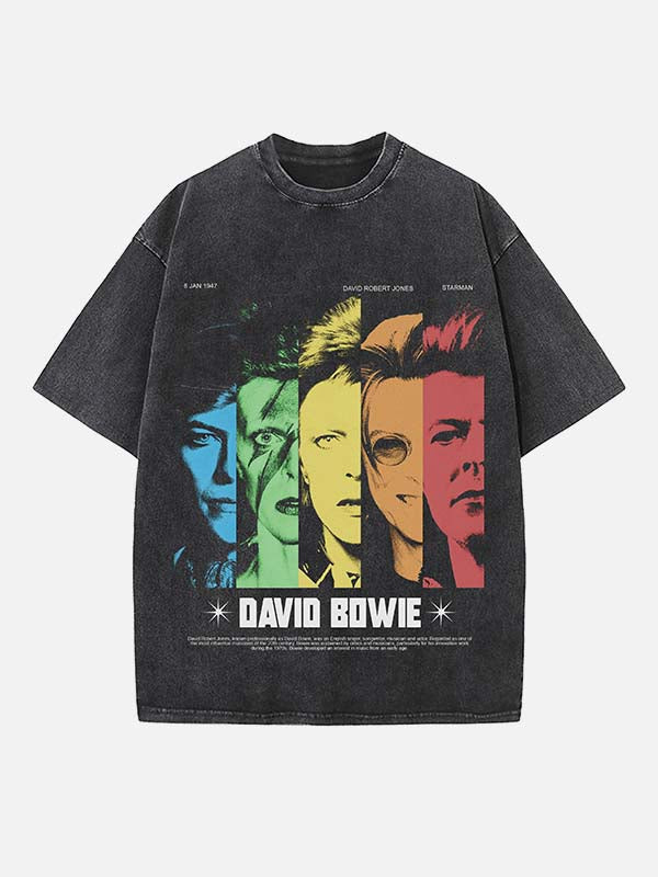David Bowie Print Round Neck T-shirt