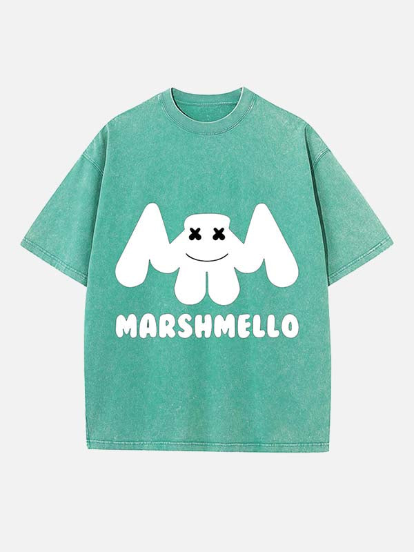 Marshmello Print Round Neck T-shirt