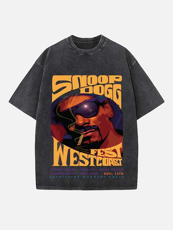 Snoop Dogg Print Round Neck T-shirt