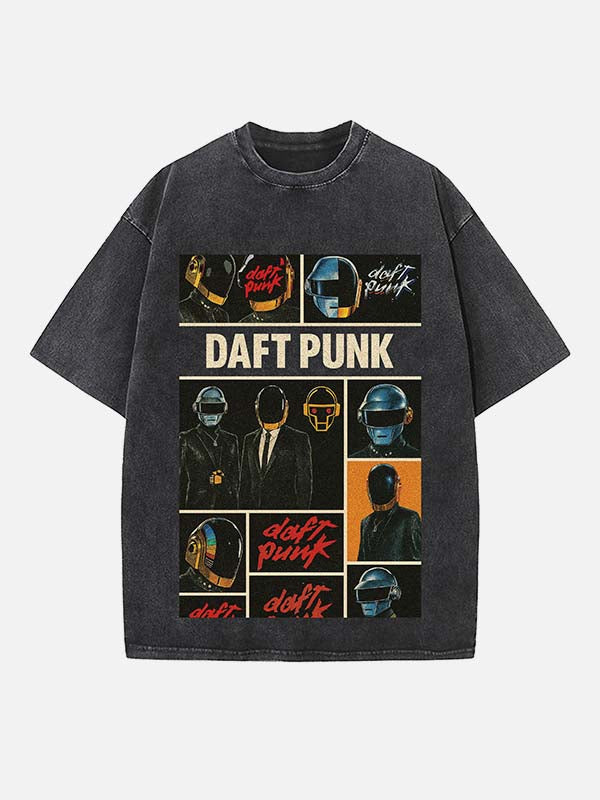 Daft Punk Print Round Neck T-shirt