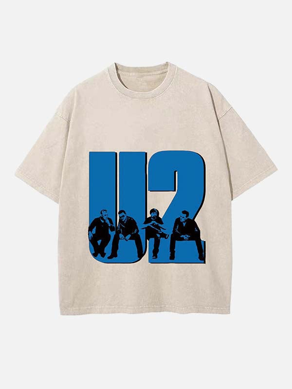 U2 Print Round Neck T-shirt