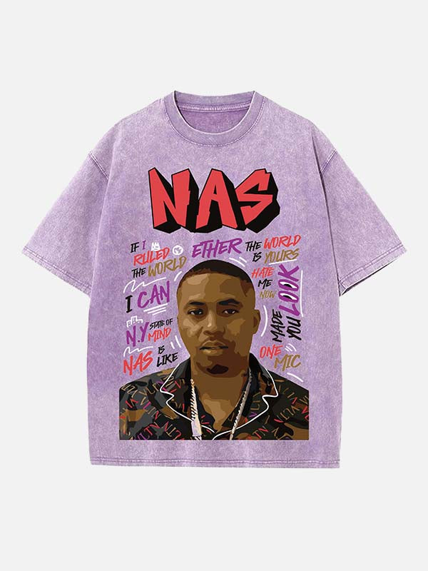 Nas Print Round Neck T-shirt