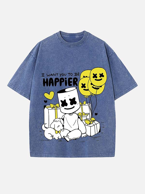 Marshmello Print Round Neck T-shirt