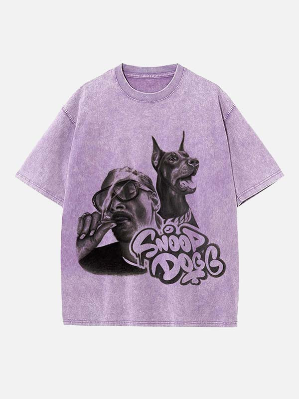 Snoop Dogg Print Round Neck T-shirt