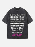 Green Day Print Round Neck T-shirt