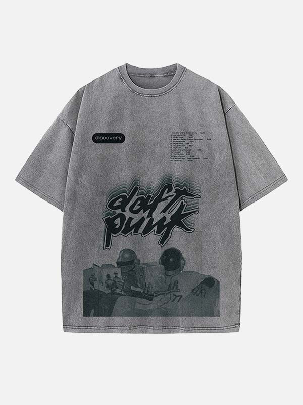Daft Punk Print Round Neck T-shirt