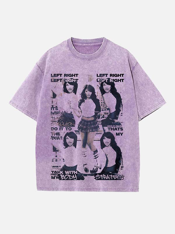 Megan Thee Stallion Print Round Neck T-shirt
