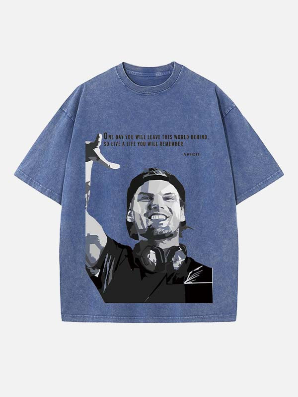 Avicii Print Round Neck T-shirt