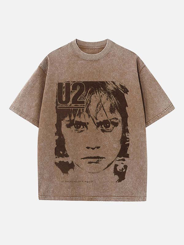 U2 Print Round Neck T-shirt