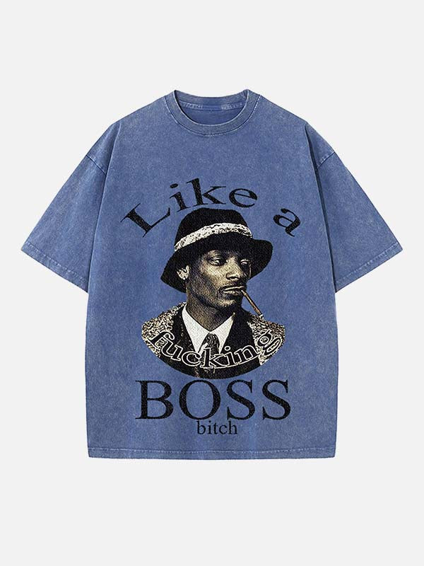Snoop Dogg Print Round Neck T-shirt