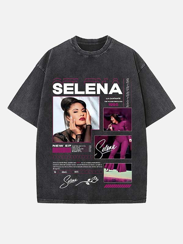 Selena Quintanilla Print Round Neck T-shirt