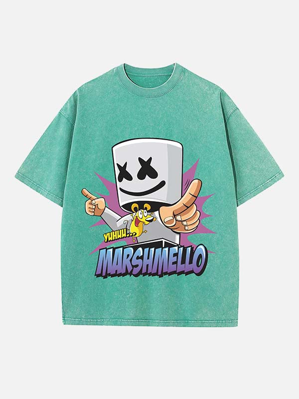 Marshmello Print Round Neck T-shirt
