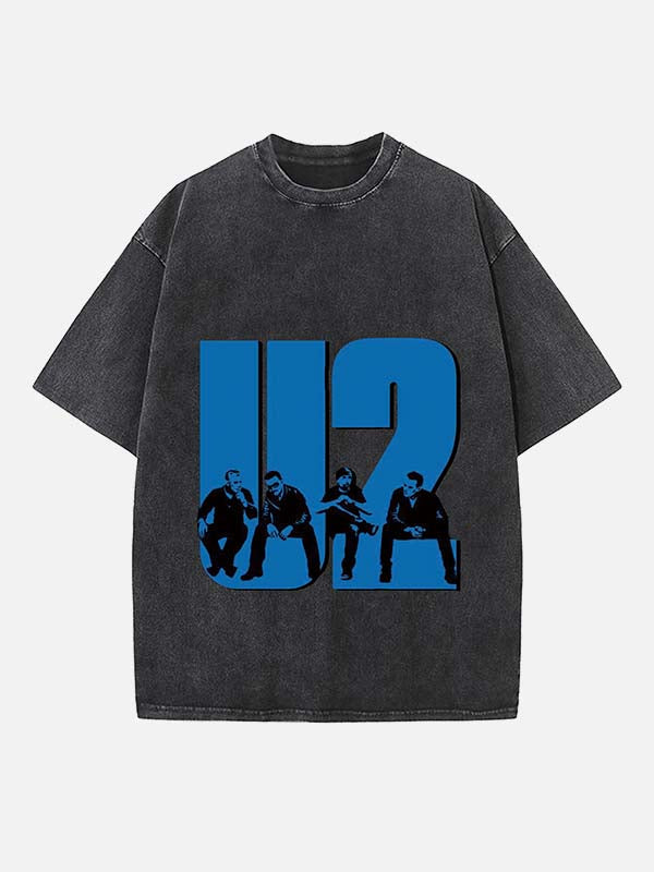 U2 Print Round Neck T-shirt