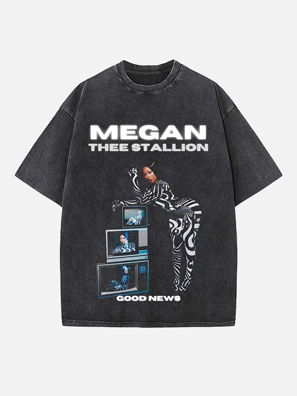Megan Thee Stallion Print Round Neck T-shirt