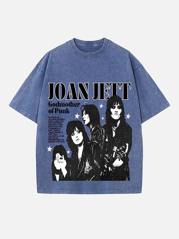 Joan Jett Print Round Neck T-shirt