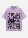 Joan Jett Print Round Neck T-shirt