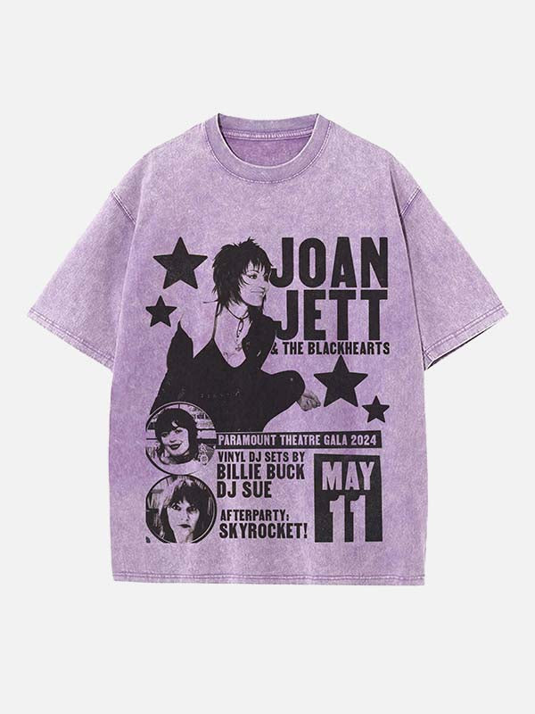 Joan Jett Print Round Neck T-shirt