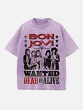 Bon Jovi Print Round Neck T-shirt