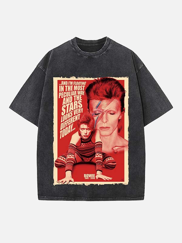 David Bowie Print Round Neck T-shirt