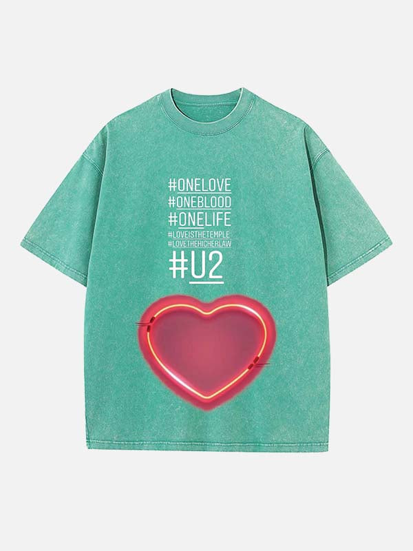 U2 Print Round Neck T-shirt