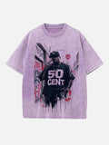 50 Cent Print Round Neck T-shirt