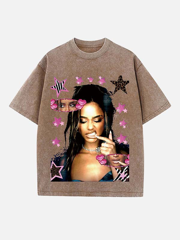 Tyla Print Round Neck T-shirt