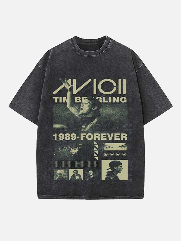 Avicii Print Round Neck T-shirt