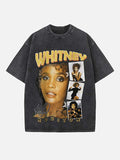 Whitney Houston Print Round Neck T-shirt