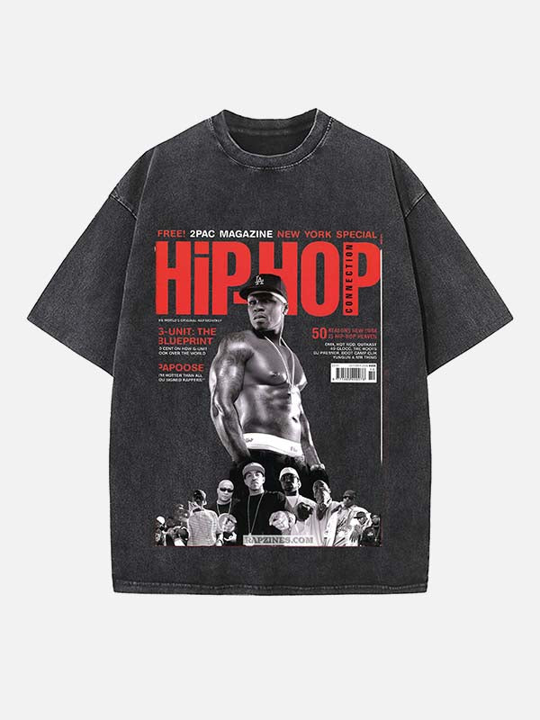 50 Cent Print Round Neck T-shirt