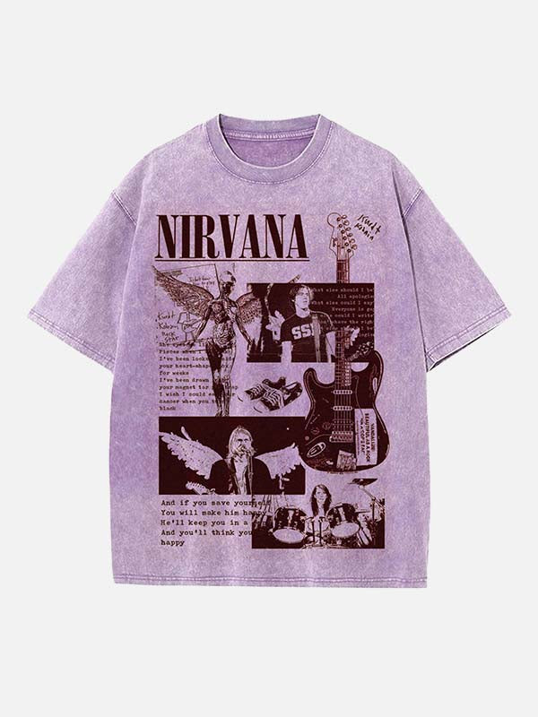 NIRVANA Print Round Neck T-shirt