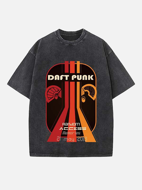 Daft Punk Print Round Neck T-shirt