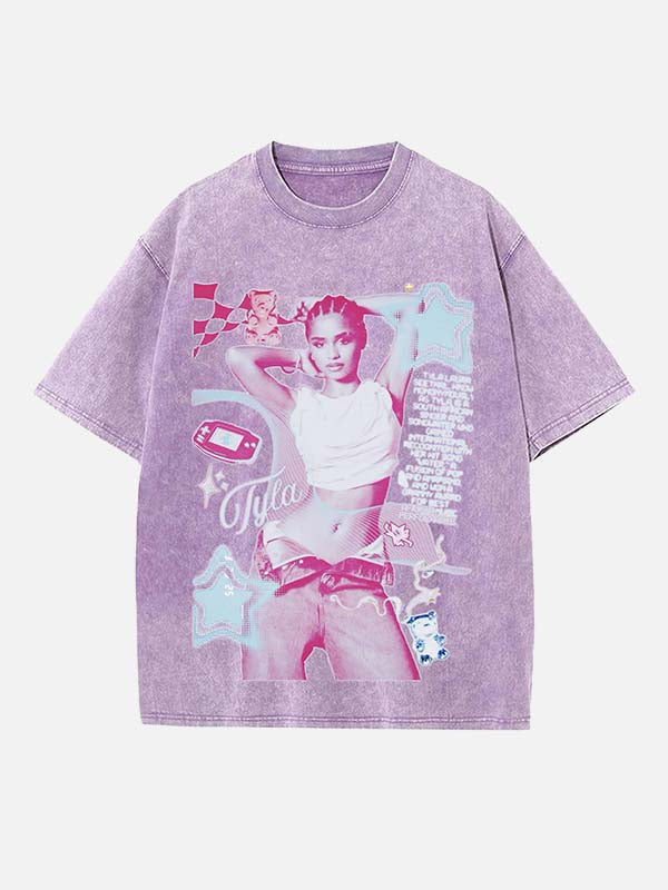 Tyla Print Round Neck T-shirt