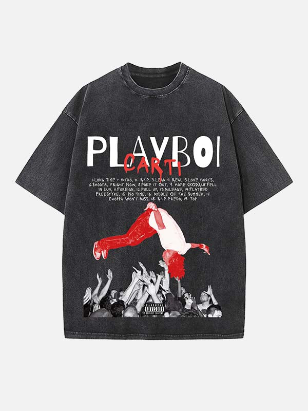 Playboi Carti Print Round Neck T-shirt
