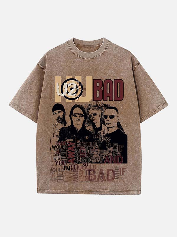 U2 Print Round Neck T-shirt