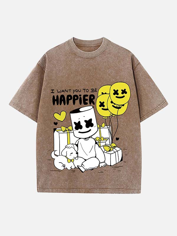 Marshmello Print Round Neck T-shirt