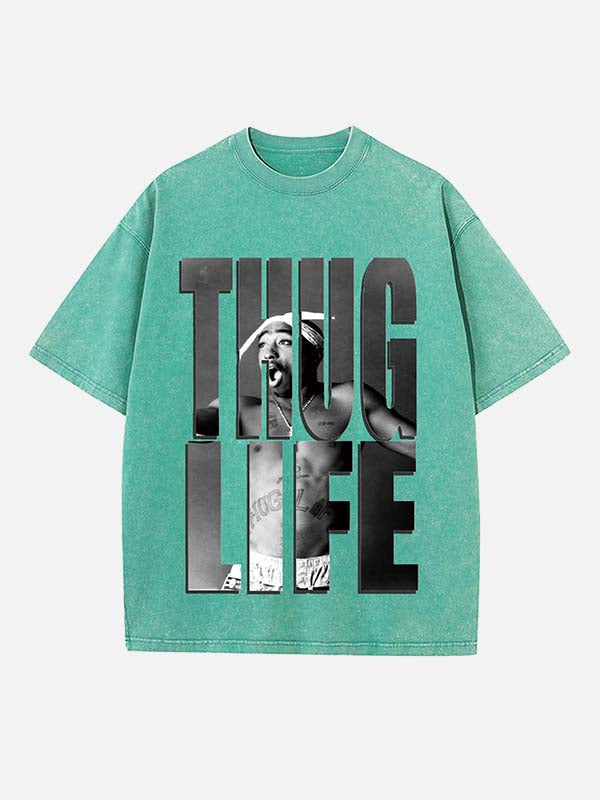 2Pac Print Round Neck T-shirt